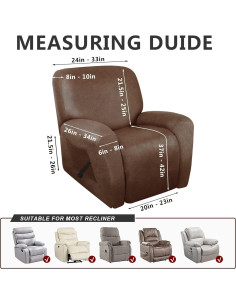 Fundas Sillón Reclinable Molasofa 4 Piezas Lavables Marrón 2