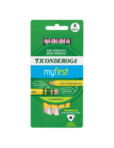 Lápices Cortos Ticonderoga Triangulares Amarillo 4 Pzs