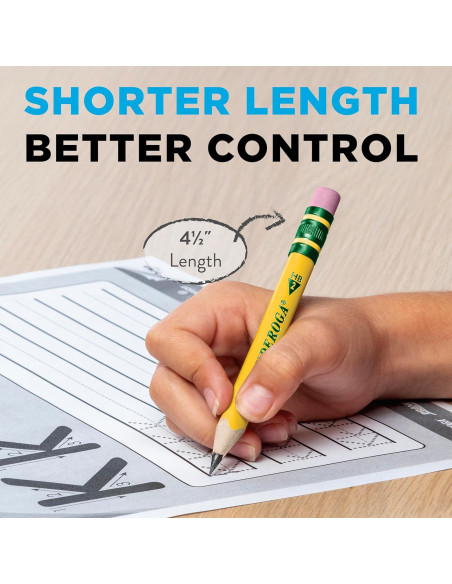 Lápices Cortos Ticonderoga Triangulares Amarillo 4 Pzs