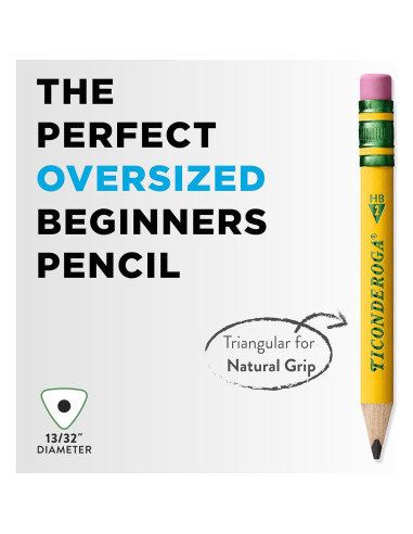 Lápices Cortos Ticonderoga Triangulares Amarillo 4 Pzs