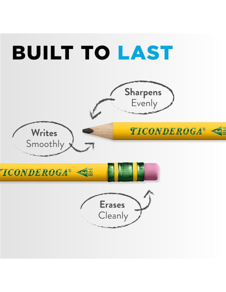 Lápices Cortos Ticonderoga Triangulares Amarillo 4 Pzs