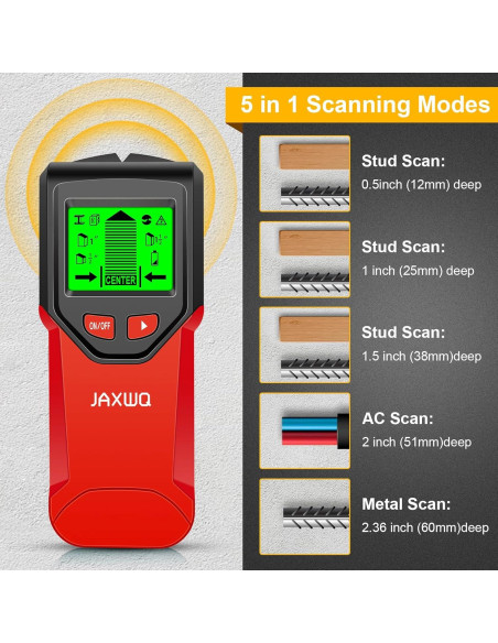 Buscador de Vigas JAXWQ TH410 5 en 1 Pantalla LCD Rojo