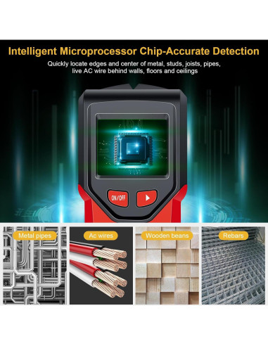 Buscador de Vigas JAXWQ TH410 5 en 1 Pantalla LCD Rojo