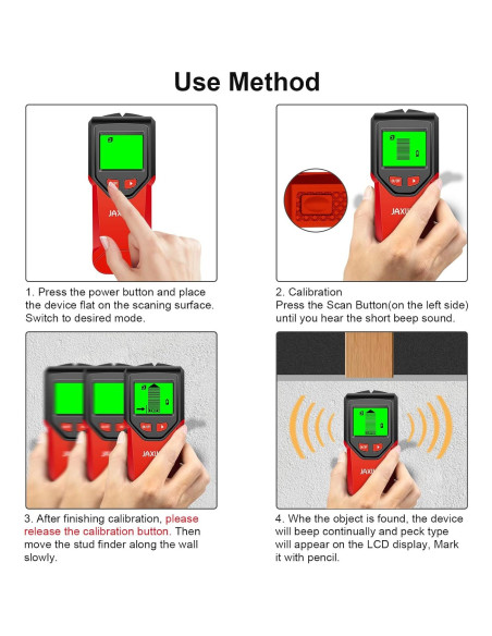 Buscador de Vigas JAXWQ TH410 5 en 1 Pantalla LCD Rojo