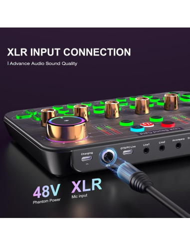 Mezclador de Audio Facmogu K600 para Streaming y Podcasting