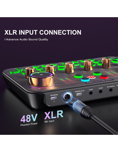 Mezclador de Audio Facmogu K600 para Streaming y Podcasting