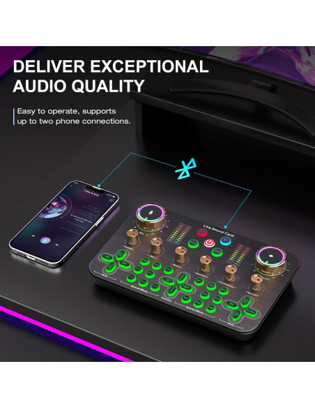 Mezclador de Audio Facmogu K600 para Streaming y Podcasting