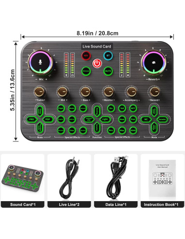 Mezclador de Audio Facmogu K600 para Streaming y Podcasting