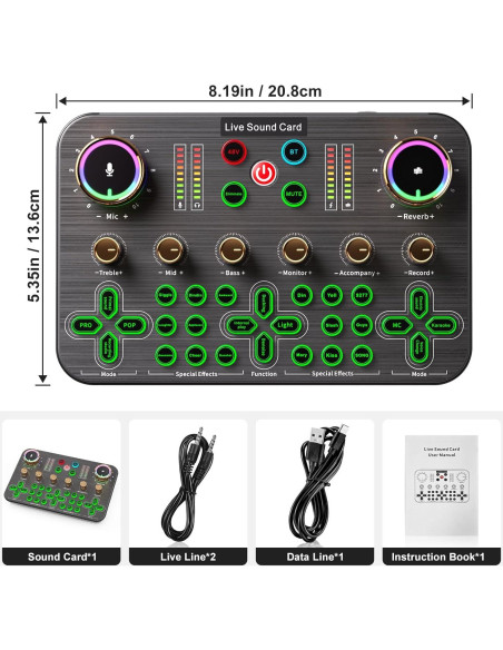 Mezclador de Audio Facmogu K600 para Streaming y Podcasting