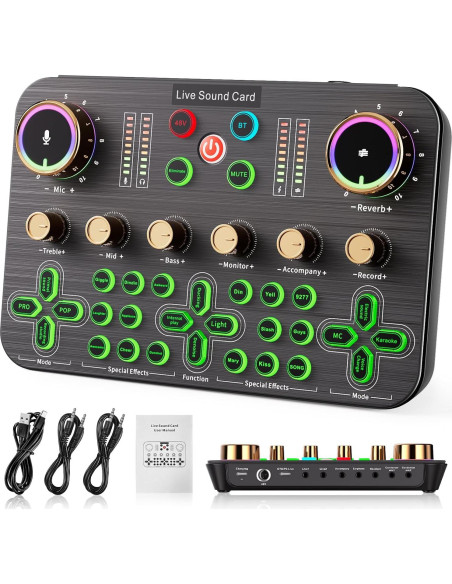 Mezclador de Audio Facmogu K600 para Streaming y Podcasting