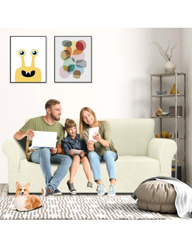 Funda de Sofá MAXIJIN Grande Beige Patrón Diamante