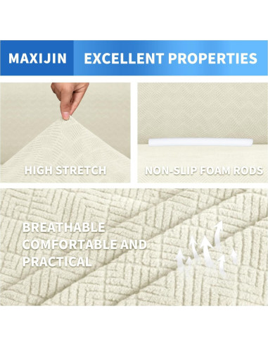 Funda de Sofá MAXIJIN Grande Beige Patrón Diamante