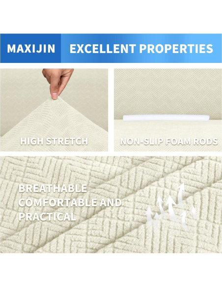 Funda de Sofá MAXIJIN Grande Beige Patrón Diamante