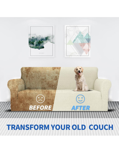 Funda de Sofá MAXIJIN Grande Beige Patrón Diamante