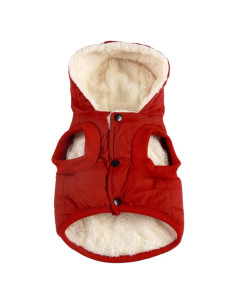 Sudadera para perros Yingxu XS Roja con capucha y forro cálido