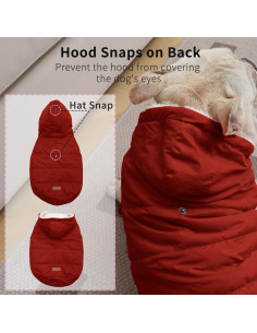 Sudadera para perros Yingxu XS Roja con capucha y forro cálido 2
