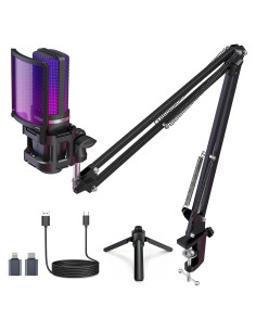 Micrófono USB Gaming ZealSound BKD-11 RGB con Filtro Antipop