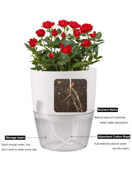 Juego de macetas autorriego JFMAMJ 5 paquetes 15.24 cm