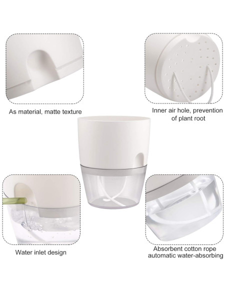 Juego de macetas autorriego JFMAMJ 5 paquetes 15.24 cm