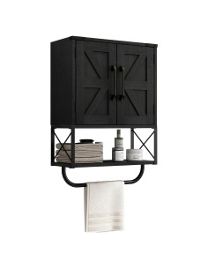 Gabinete de Medicina RUSTOWN Negro 3 Niveles Ajustable