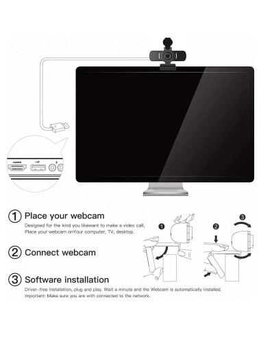 Cámara web LarmTek BENEWY 1080P con micrófono y clip