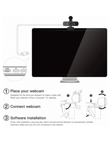 Cámara web LarmTek BENEWY 1080P con micrófono y clip Cámara web LarmTek BENEWY 1080P con micrófono y clip