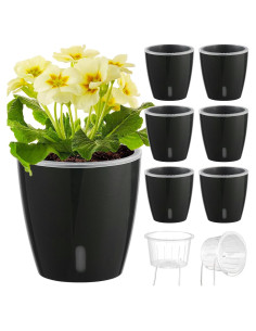 Macetas Autorriego KvyusFlourish 12.7cm Paquete de 6 Negro