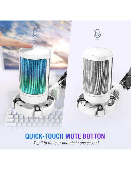 Micrófono USB FIFINE A6T Blanco para Gaming y Streaming