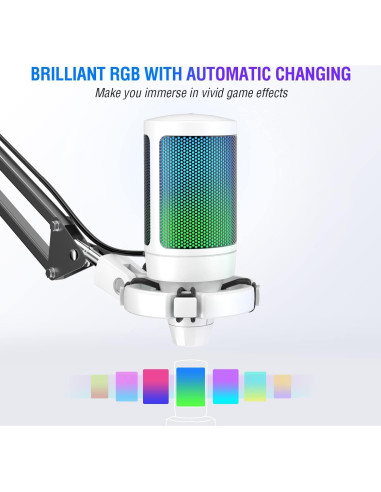 Micrófono USB FIFINE A6T Blanco para Gaming y Streaming
