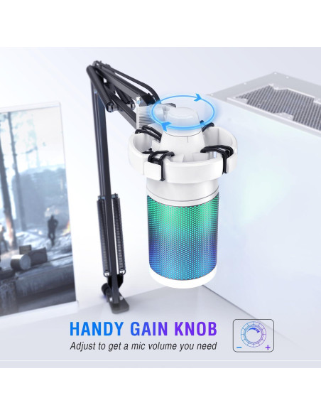 Micrófono USB FIFINE A6T Blanco para Gaming y Streaming