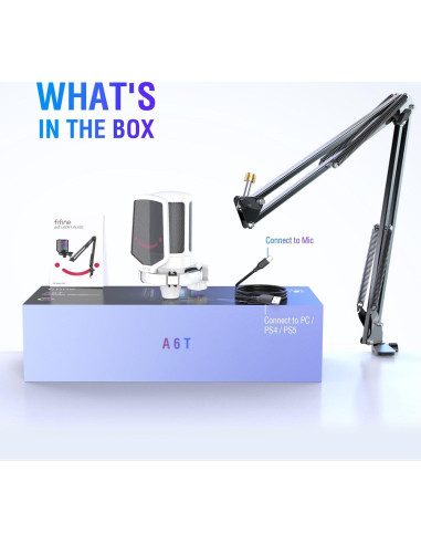 Micrófono USB FIFINE A6T Blanco para Gaming y Streaming