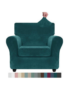 Funda de Silla de Terciopelo ZNSAYOTX 2 Piezas Verde Profundo