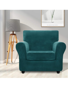 Funda de Silla de Terciopelo ZNSAYOTX 2 Piezas Verde Profundo 2