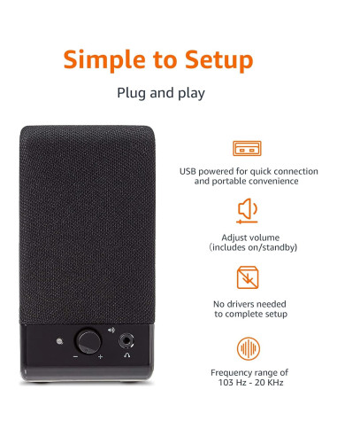 Altavoces USB Amazon Basics para computadora, negro