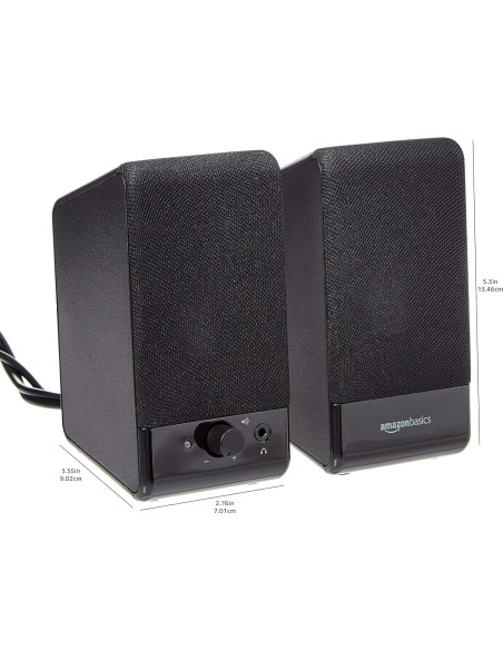 Altavoces USB Amazon Basics para computadora, negro