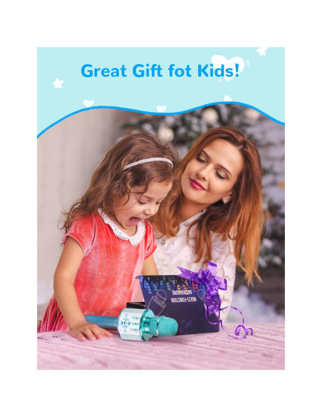 Micrófono Karaoke Amazmic Azul Bluetooth con Luces LED