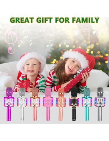 Micrófono Karaoke Amazmic Azul Bluetooth con Luces LED