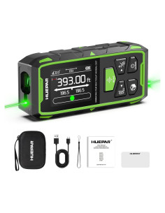 Medidor Láser Dual Huepar 393Ft Verde Recargable LCD