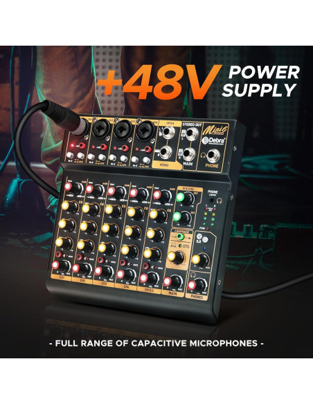 Mezclador de Audio D Debra Mini6 6 Canales USB Bluetooth