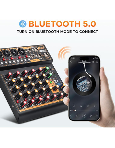 Mezclador de Audio D Debra Mini6 6 Canales USB Bluetooth