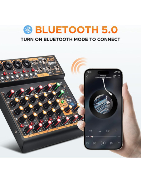 Mezclador de Audio D Debra Mini6 6 Canales USB Bluetooth