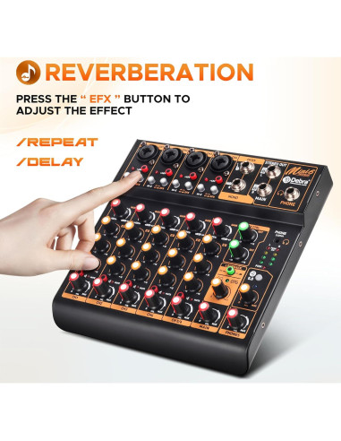 Mezclador de Audio D Debra Mini6 6 Canales USB Bluetooth