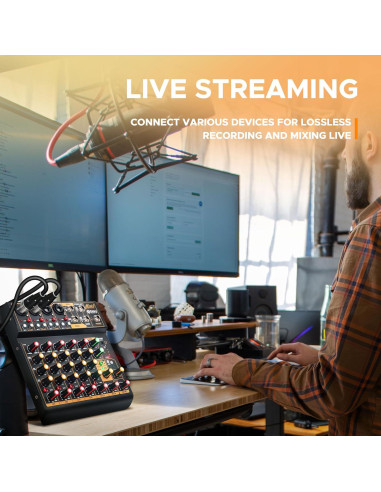 Mezclador de Audio D Debra Mini6 6 Canales USB Bluetooth