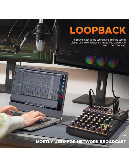 Mezclador de Audio D Debra Mini6 6 Canales USB Bluetooth