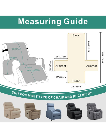 Funda Antideslizante para Sillón Recliner Foxdecor 58 cm