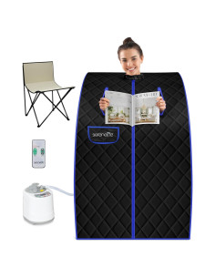 Sauna Portátil SereneLife 2L con Silla Plegable Negra