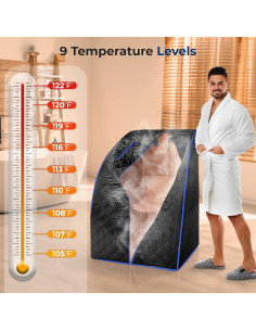 Sauna Portátil SereneLife 2L con Silla Plegable Negra 2