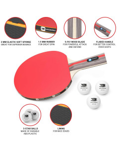 Juego de Palas de Ping Pong UPCONPRO - Set de 2 Palas y 3 Pelotas 2