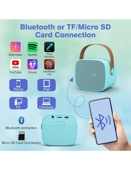 Mini máquina de karaoke Voijump K304 Bluetooth 2 micrófonos Mini máquina de karaoke Voijump K304 Bluetooth 2 micrófonos