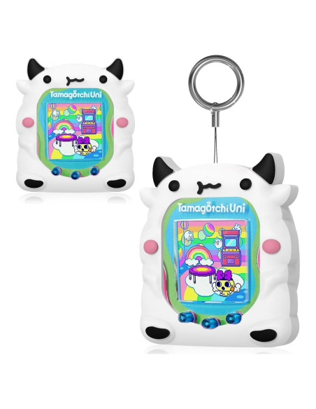 Funda de silicona BEARDDO para Tamagotchi Uni vaca blanca